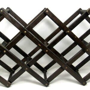 Wine Rack 8 Bottle Brown Wooden Collapsible Expands Storage Vintage Accordion